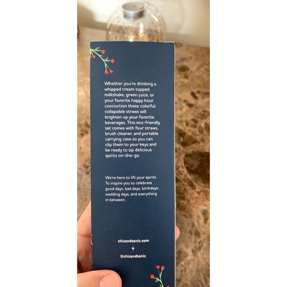 Chic & Tonic Colorful Silicone Straws Brand New in Box - Picture 3 of 3